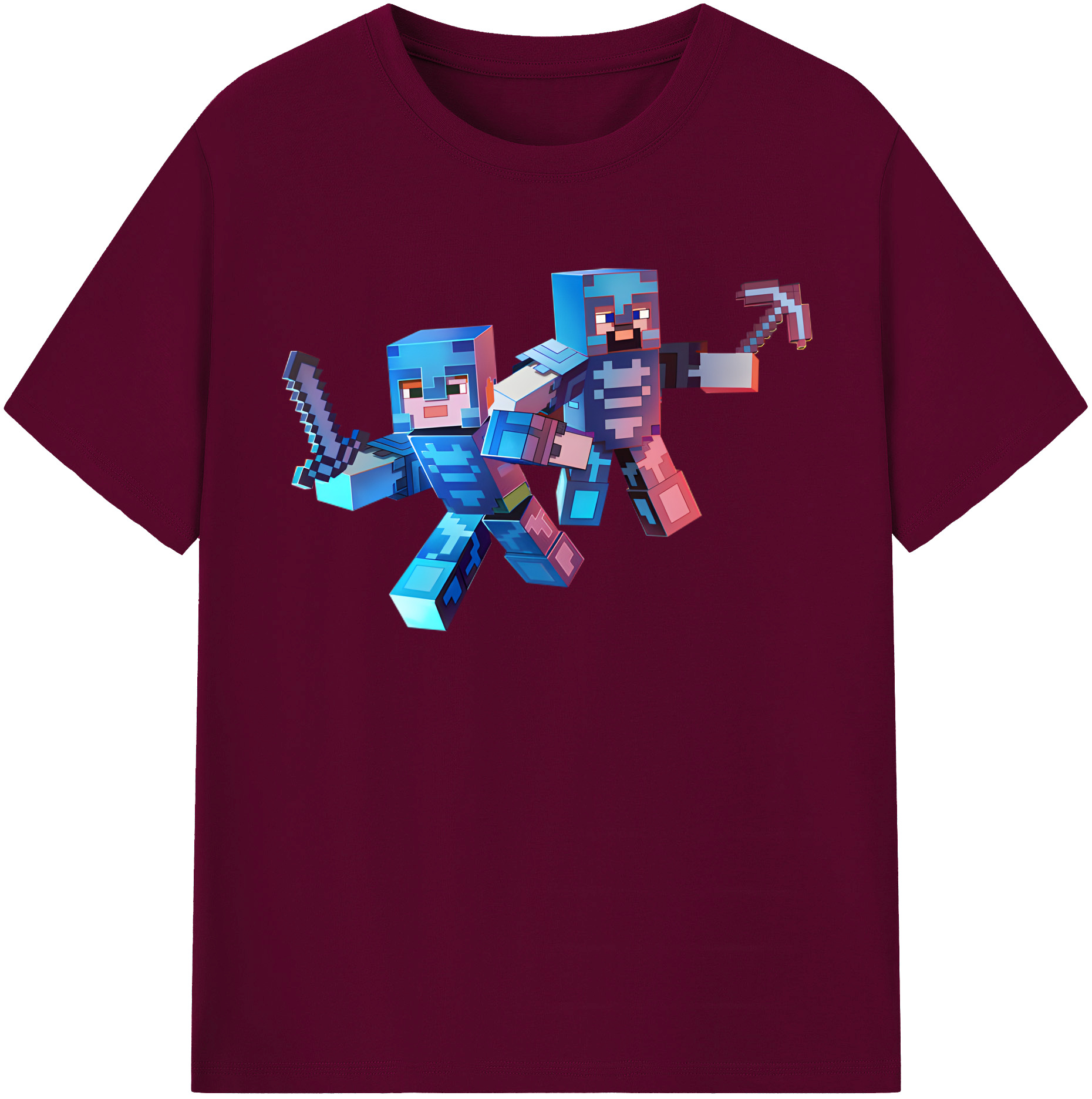 （画像用） マインクラフト ブロックの世界 Minecraft MC Block world レディースカジュアルプリントTシャツ（綿100％）